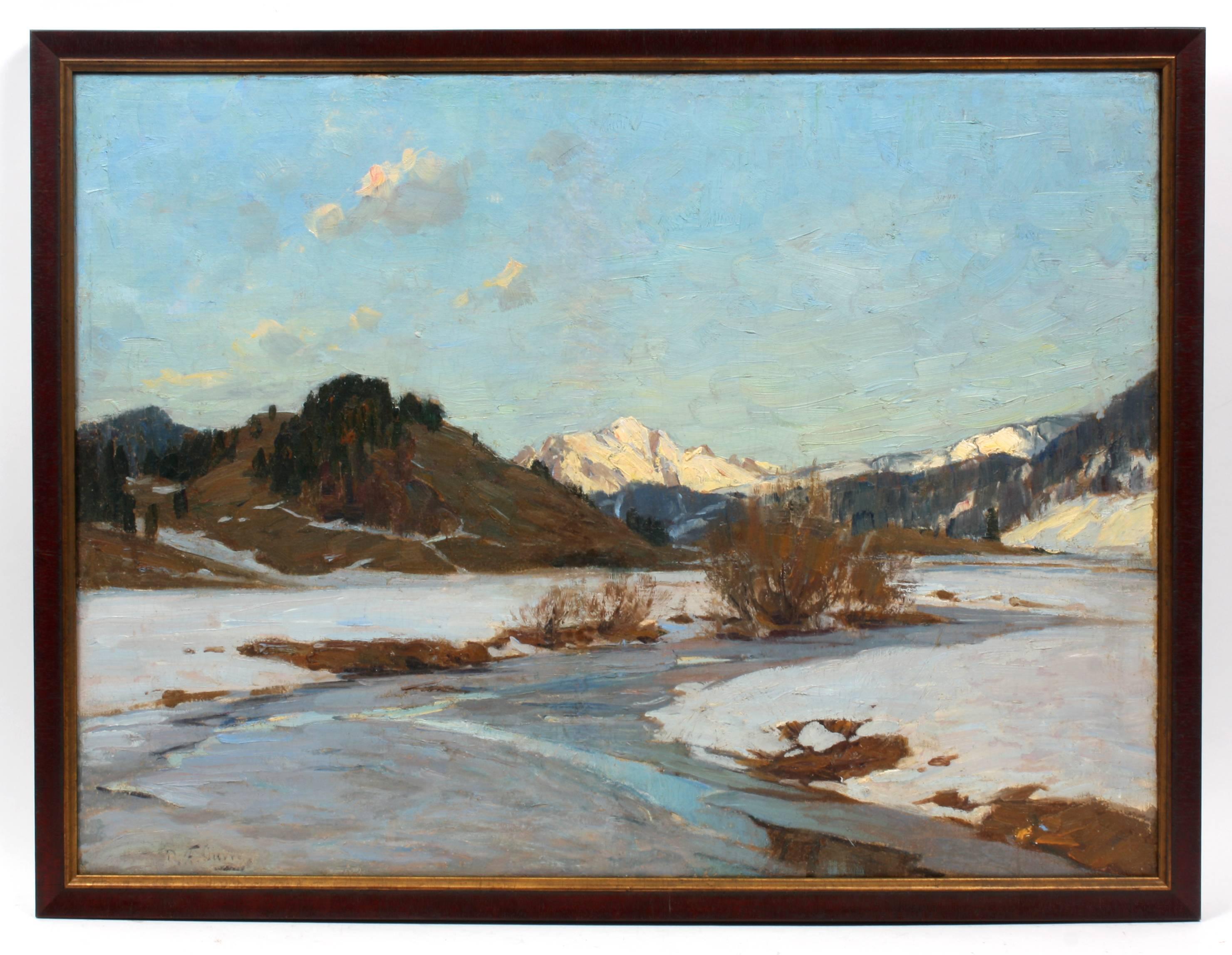Frozen River - Painting by Robert Franz Curry