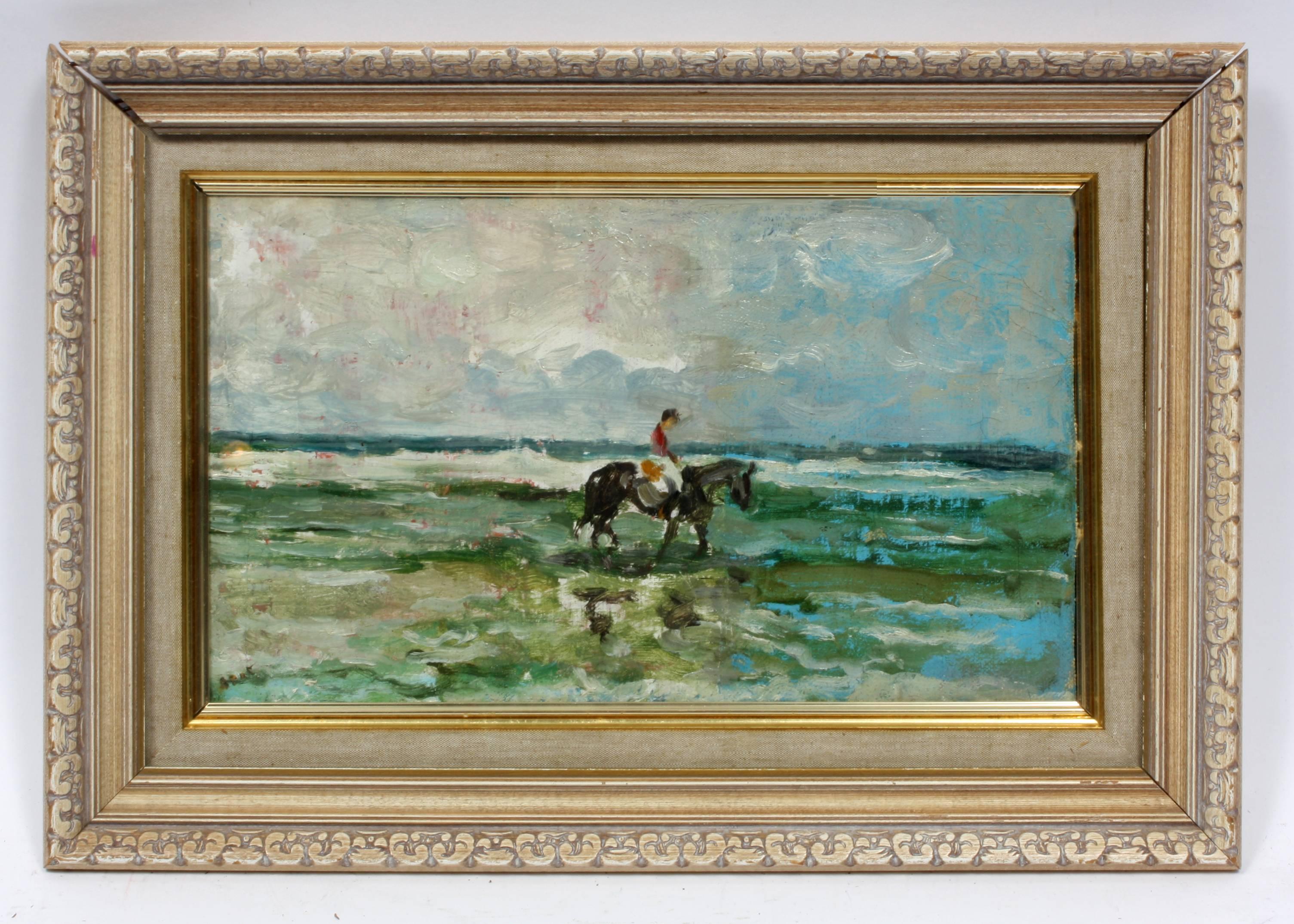 Gabriel Spat Landscape Painting - Lone Ride on the Beach