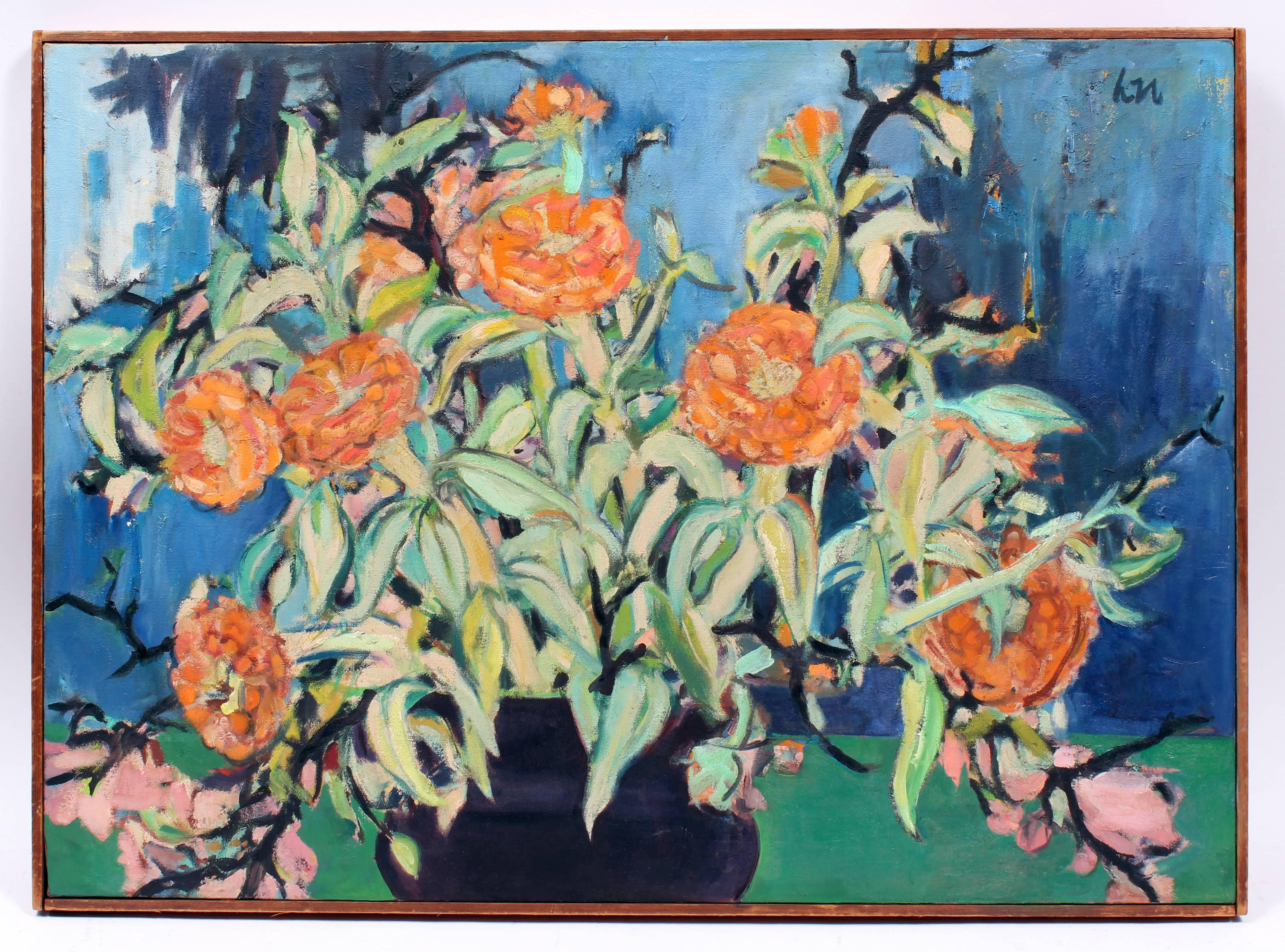 Mid Century Modern Floral Still Life - Painting by Harriet Holden Nash