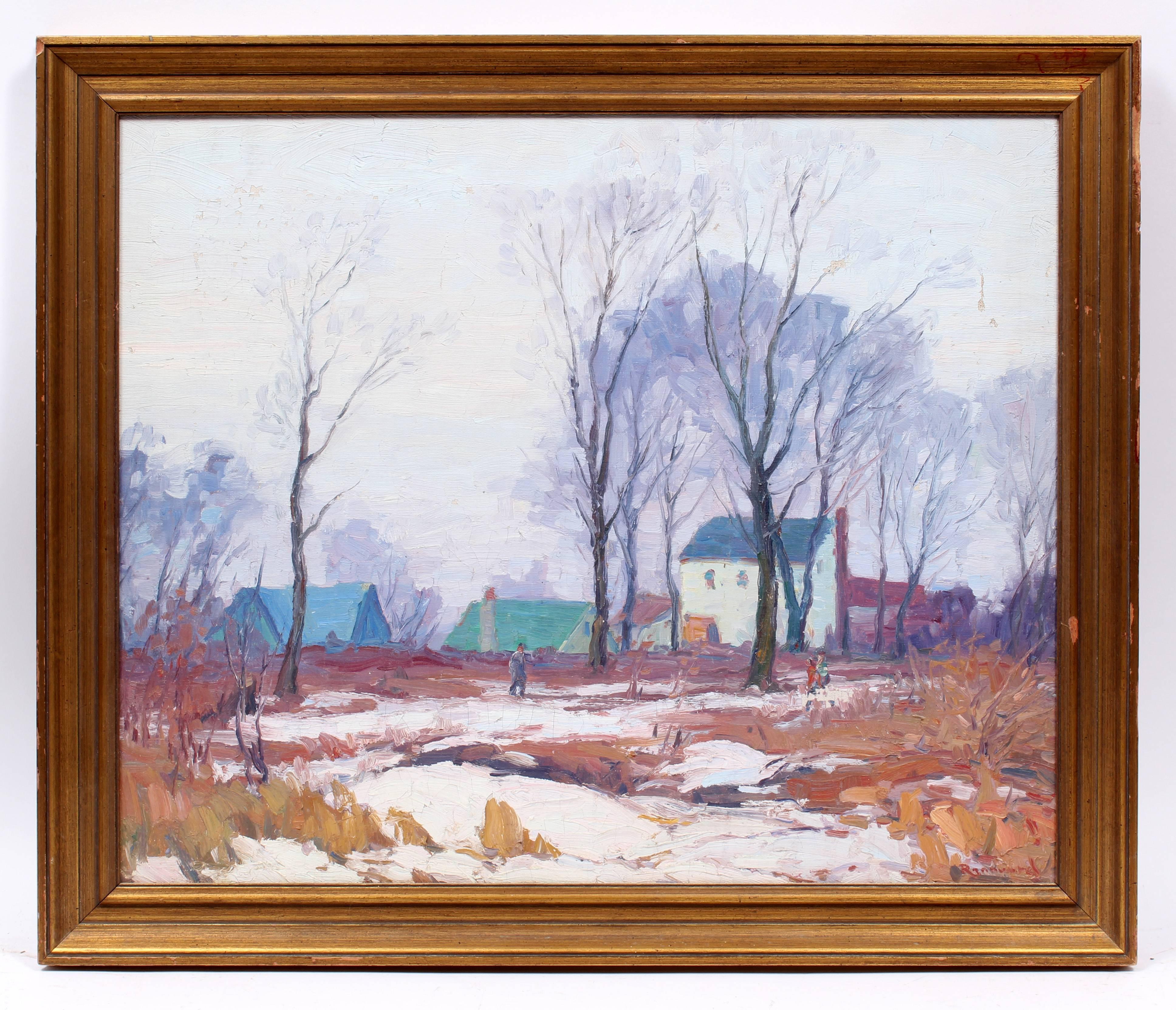 Long Island Landleben im Winter – Painting von George Renouard