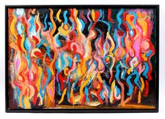 Peinture à l'huile abstraite du milieu du siècle dernier intitulée « Sheherazade »