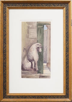 Cornice fiorentina vintage con scena di strada in stile impressionista europeo