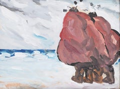 Antique American Modernist Winter Landscape Native Coastal Painting