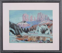 American Modernist Western Taos School New Mexico Mountain Landscape Painting