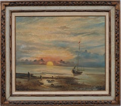 Vintage American School Signed Impressionist Seascape Framed Oil Painting