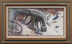Vintage amerikanisches, signiertes, impressionistisches Ölgemälde in Rahmen mit Strandvögeln und Meereslandschaft