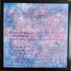 Abstract Expressionism Painting Red White and Blue Colors Square Focal Point