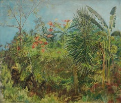 Michael Green 1966 Large Signed Vintage American Impressionist Tropic Landscape