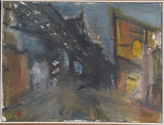Vintage American Modernist New York City Street Scene "Under the El Train"