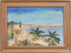 Vintage Spanish Impressionist Signed Mallorca Coastal Beach Scene Framed Oil