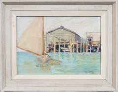 Vintage Signed New England Impressionist Seascape Framed Sailboat Oil Painting