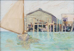 Vintage Signed New England Impressionist Seascape Framed Sailboat Oil Painting