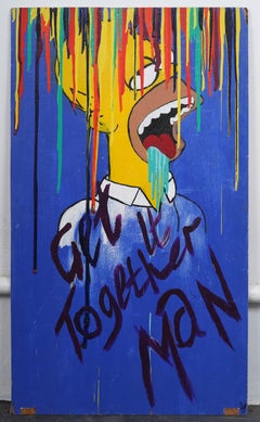 Huge Psychedelic Homer Simpson Pop Art Original Acrylic Painting