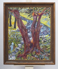 Pintura de un paisaje interior del bosque de Palm Beach