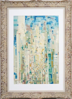 Signed Vintage Geometric Abstract Cityscape Original Framed Painting