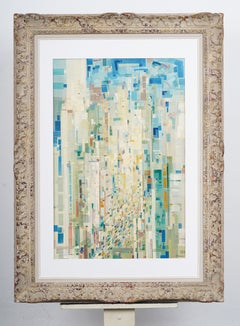 Signed Vintage Geometric Abstract Cityscape Original Framed Painting
