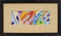 Vibrantly Colorful Surreal Cityscape Watercolor Painting