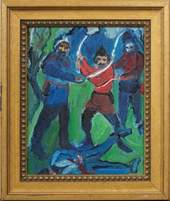 "Cossack Massacre" Vintage Original Expressionist Painting