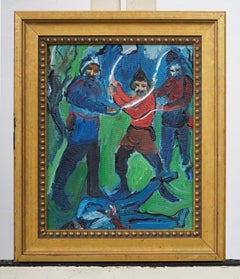 "Cossack Massacre" Vintage Original Expressionist Painting