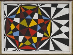 Vintage American Signed Geometric Abstract Original Oil Painting