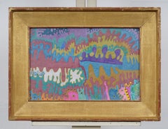 Surreal Colorful Abstract Landscape Original Mixed Media Framed Artwork