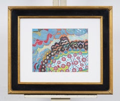 Surreal Colorful Abstract Landscape Original Mixed Media Framed Artwork