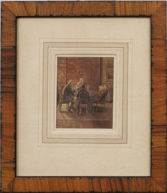 "Barrister's Bluff" - Scena d'interno con gioco di carte britannico in miniatura d'epoca