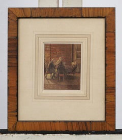 "Barrister's Bluff" - Scena d'interno con gioco di carte britannico in miniatura d'epoca