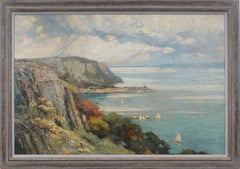 Large Gordon Grant Hudson River View from the Palisades Oil on Masonite