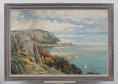 Large Gordon Grant Hudson River View from the Palisades Oil on Masonite