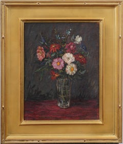 Signed Classic American Impressionist Flower Still Life in Giltwood Frame