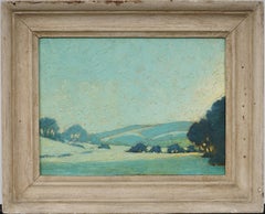 American Fauvist Green Landscape Framed Modernist Rare Palette Oil Painting