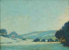 American Fauvist Green Landscape Framed Modernist Rare Palette Oil Painting