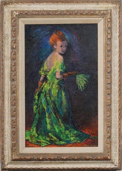 Signed American Fauvist Woman Portrait Framed Interior Southern Oil Painting