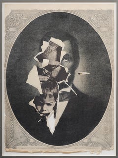 American Modernist Collage Abraham Lincoln Portrait Framed Artwork