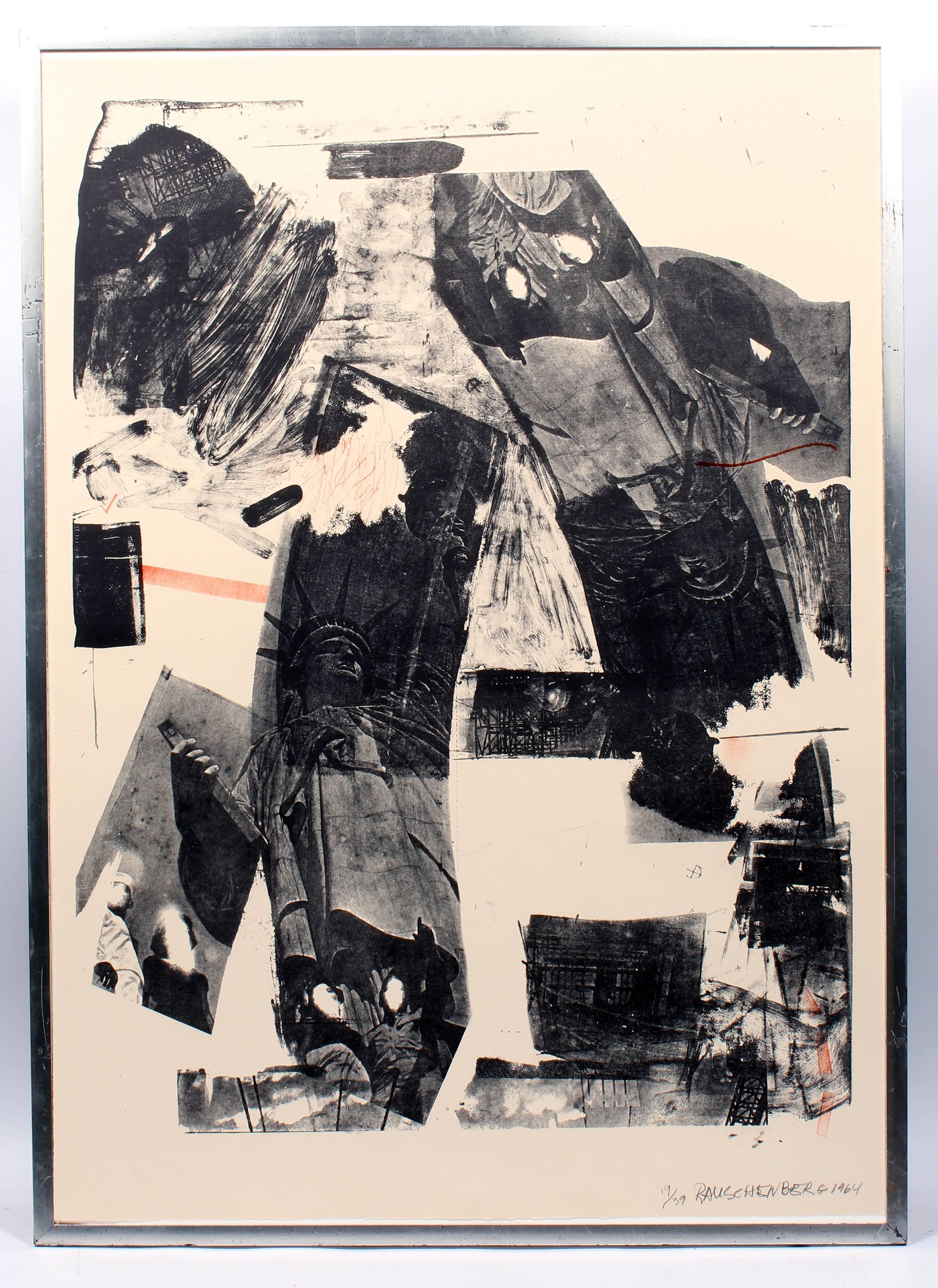 A rare original hand signed and numbered lithograph by American artist Robert Rauschenberg titled 