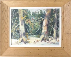 Winter Impressionist Landscape with Sunlit Forest
