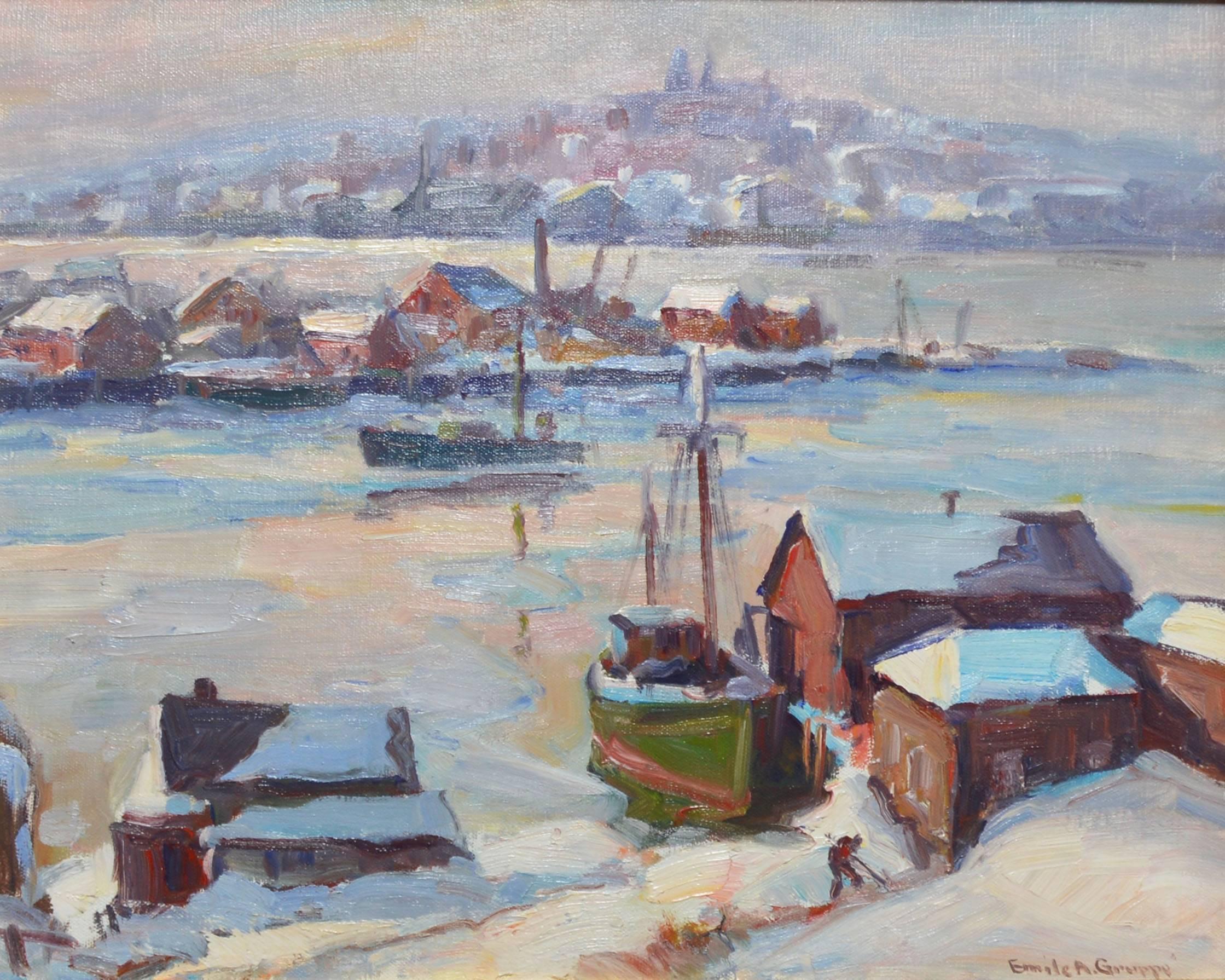 Smith Cove Winter Harbor View by Emile Gruppe - Impressionist Painting by Emile Albert Gruppe