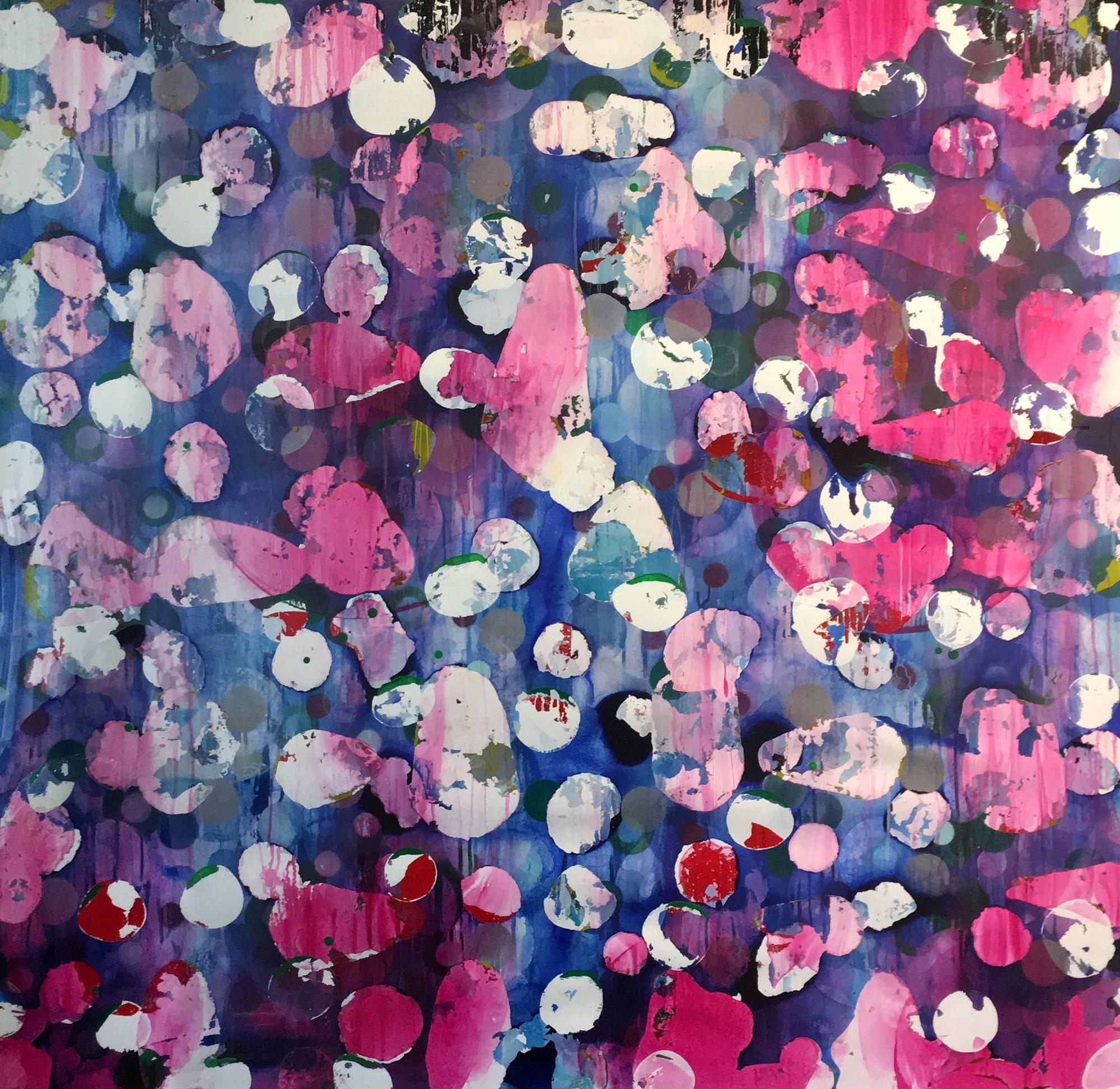 Pink Purple White Green - Painting by Ani Hoover