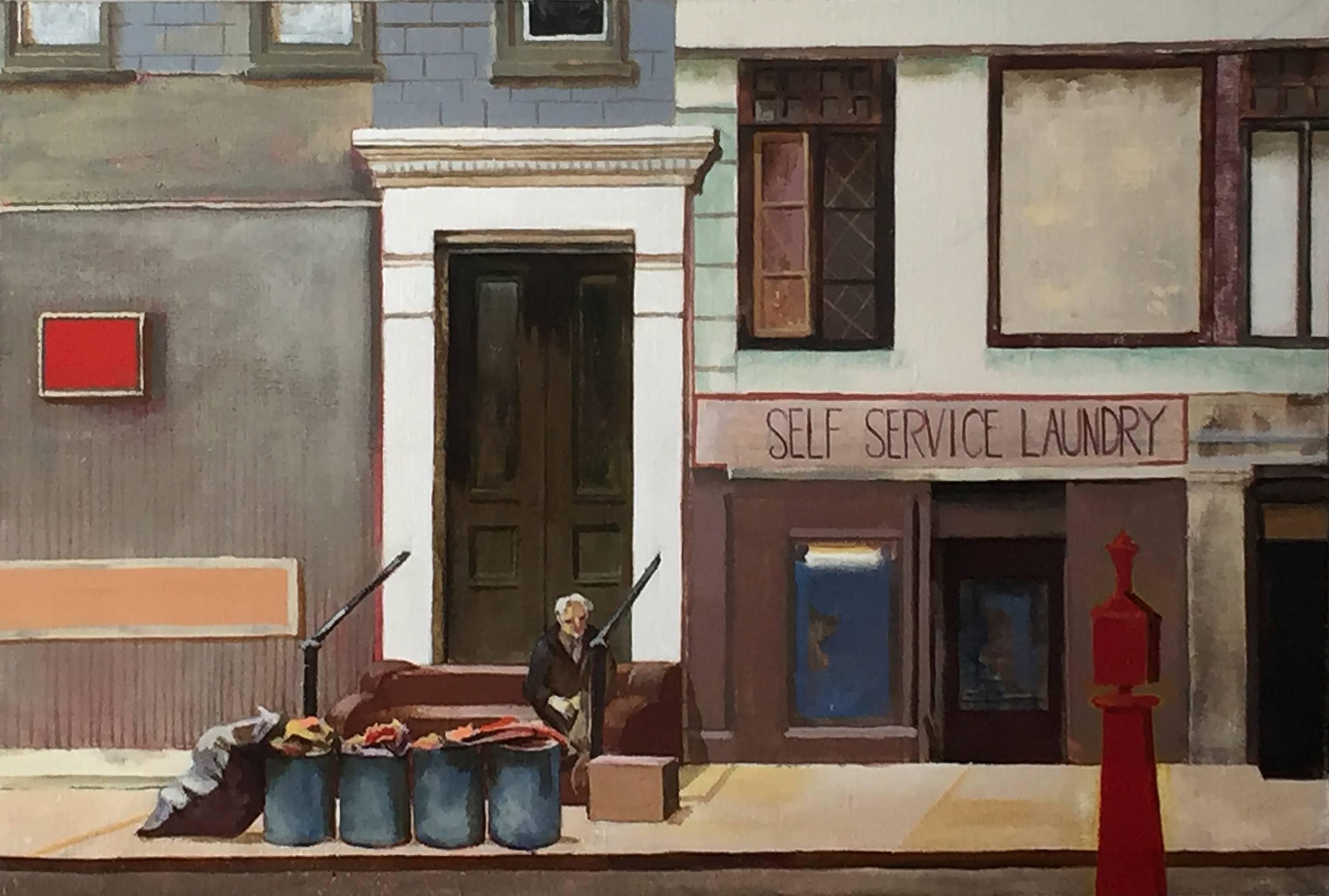 Enid Smiley Landscape Painting - Self Service Laundry