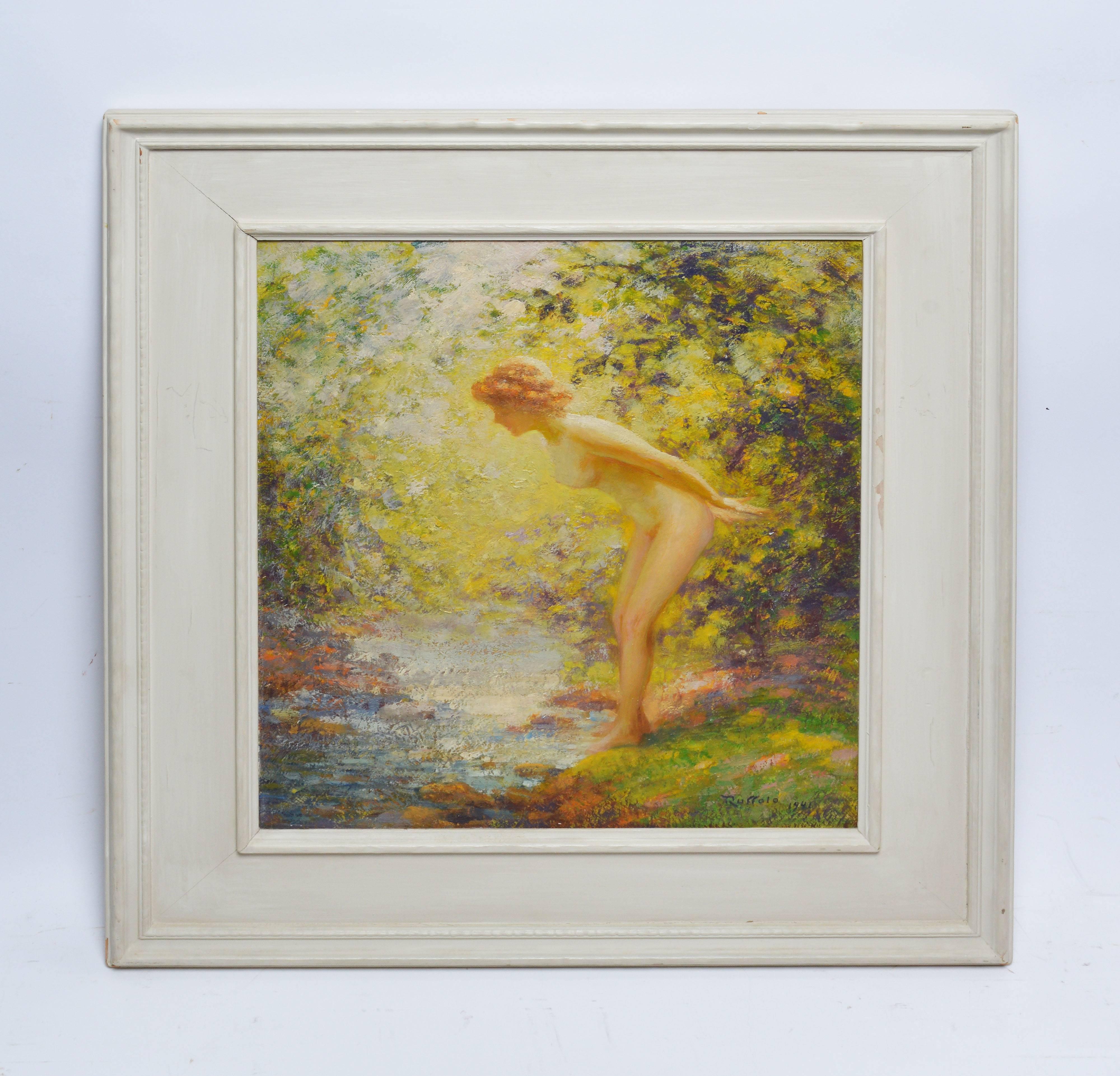 „“Faszination“, Nackte Frau im Wald von Gaspare J Ruffolo – Painting von Gaspare J. Ruffolo