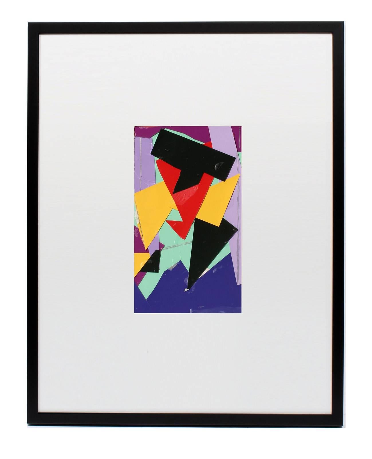 Pair of Cut Paper Collages - Abstract Geometric Mixed Media Art by Ricardo Morin
