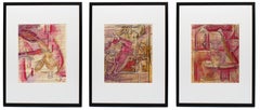 Triptych of Paintings on Newspaper