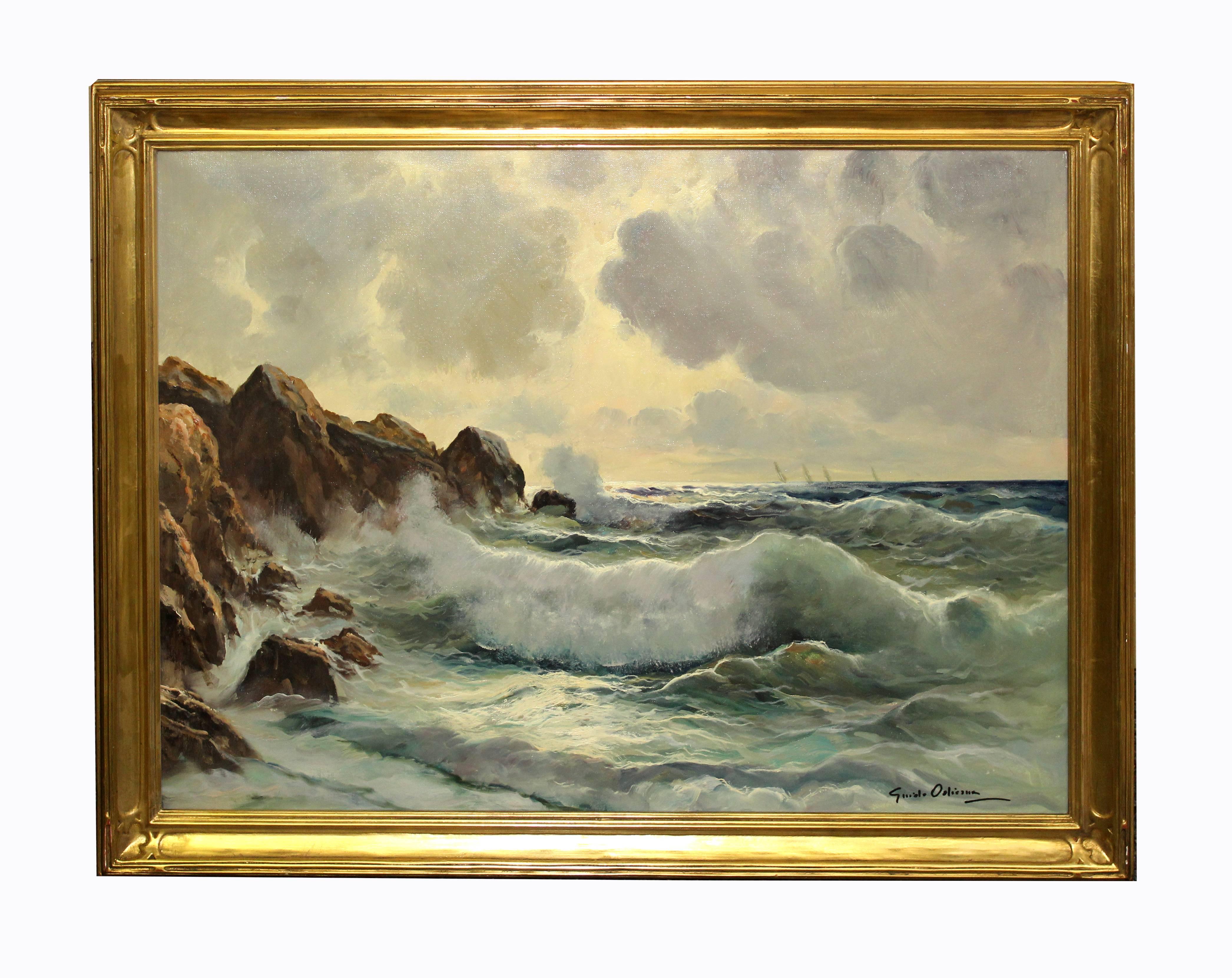 Guido Odierna Landscape Painting - Rough Waters Capri
