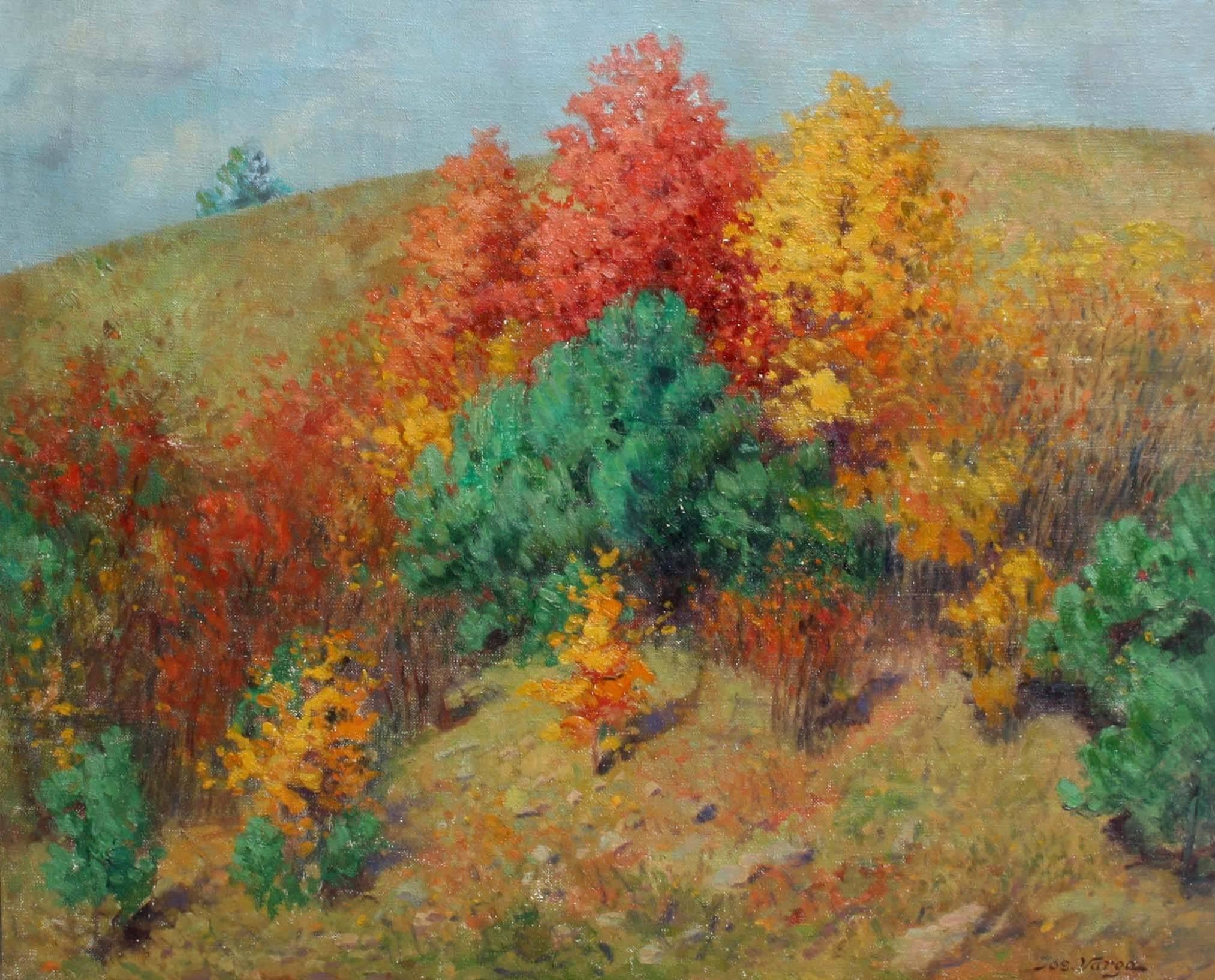 Landscape Painting Joseph Varga - Feuilles changeantes