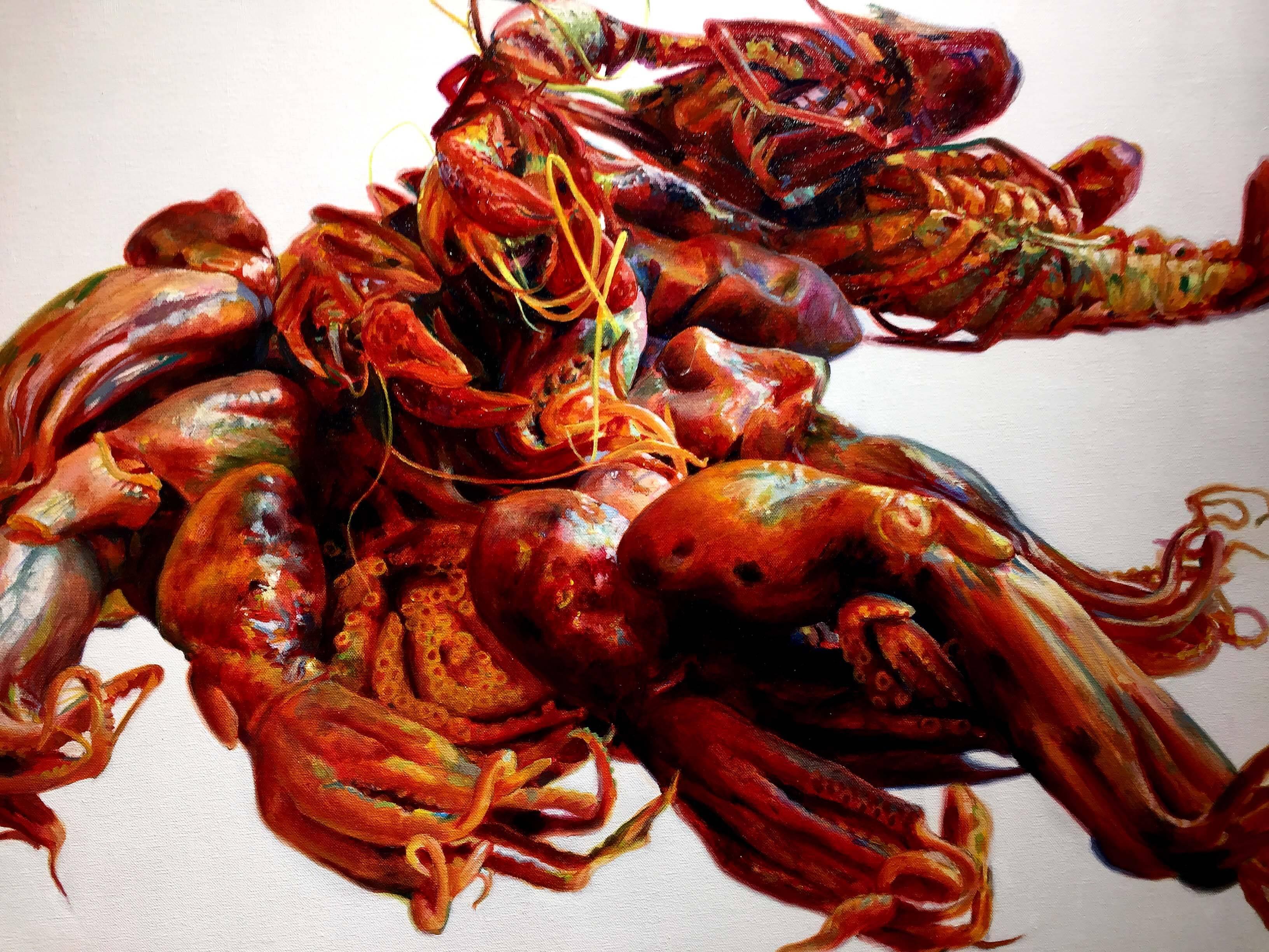 Augustina Droze Still-Life Painting - Octopus and Crayfish