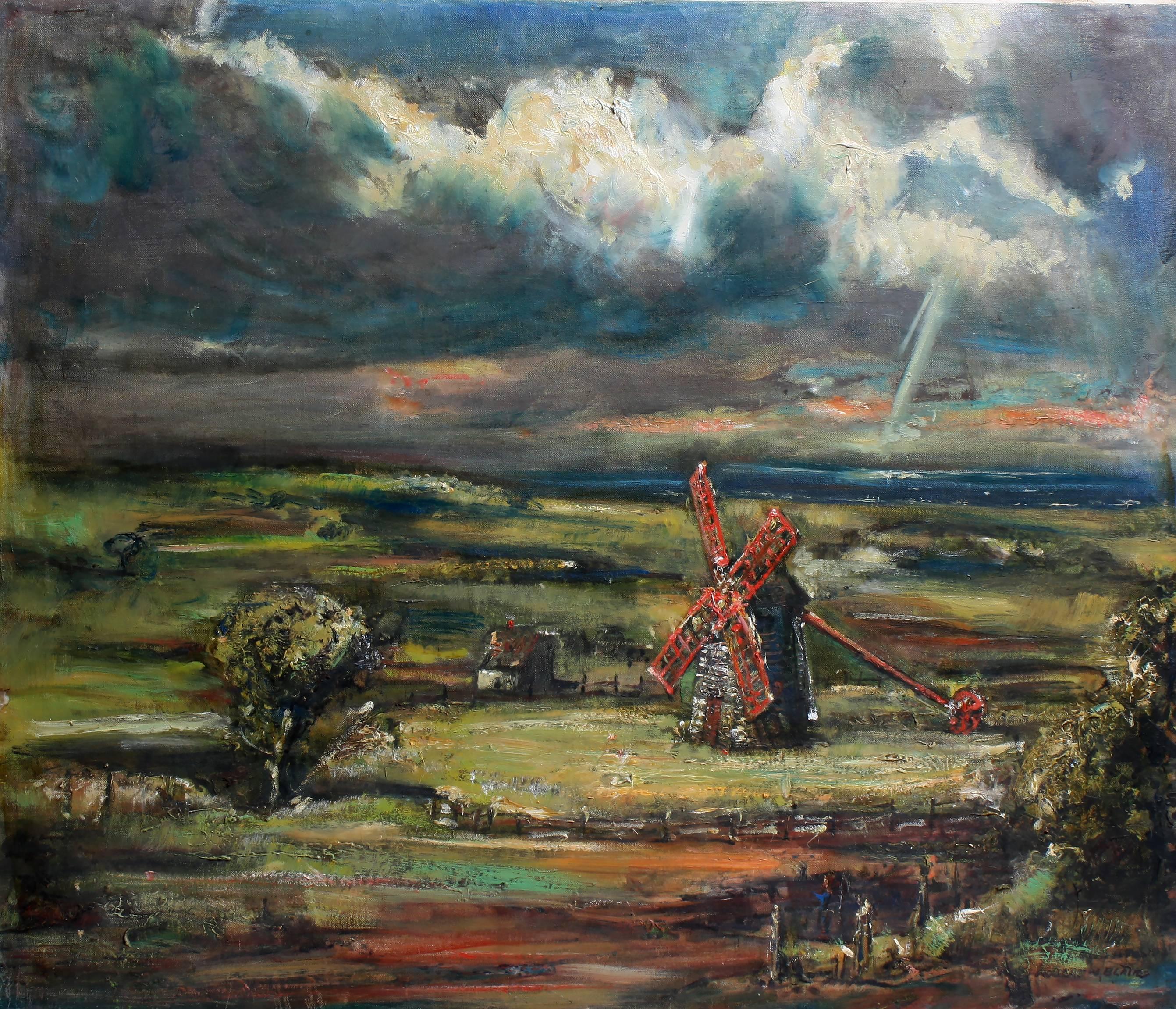 Robert Noel Blair Landscape Painting - Country Home and Windmill