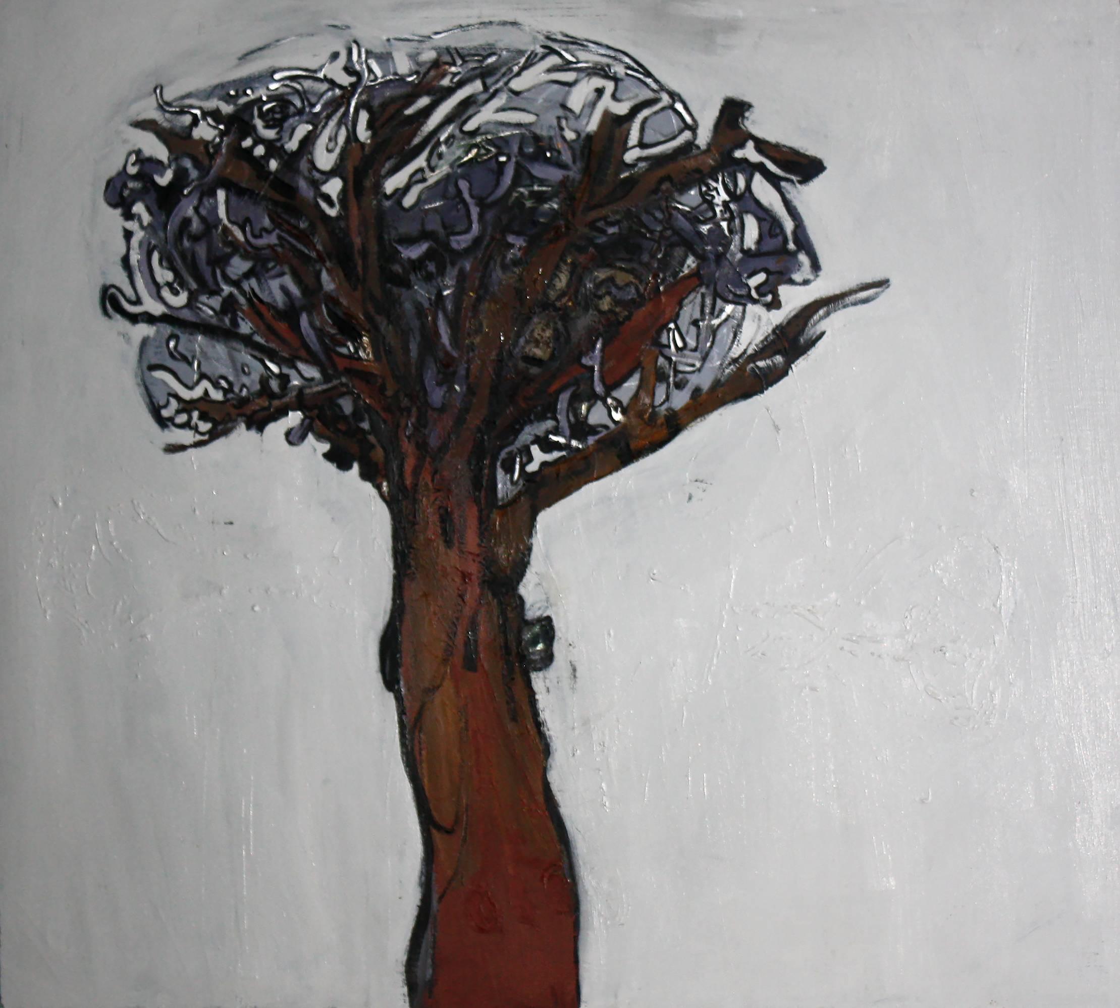 Wes Olmsted Abstract Painting - Grey Tree
