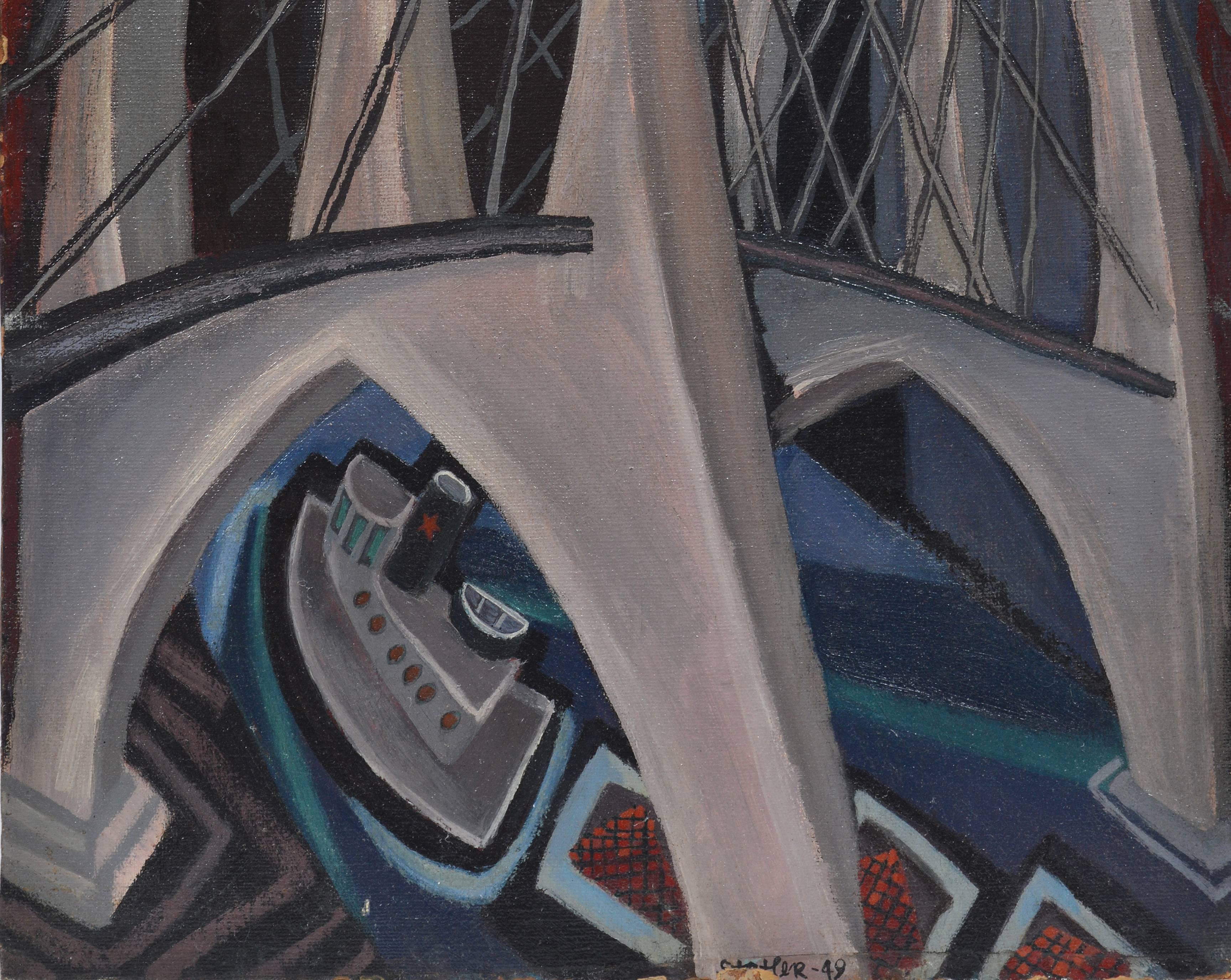 Brooklyn Bridge - American Modern Painting by Alfred Statler