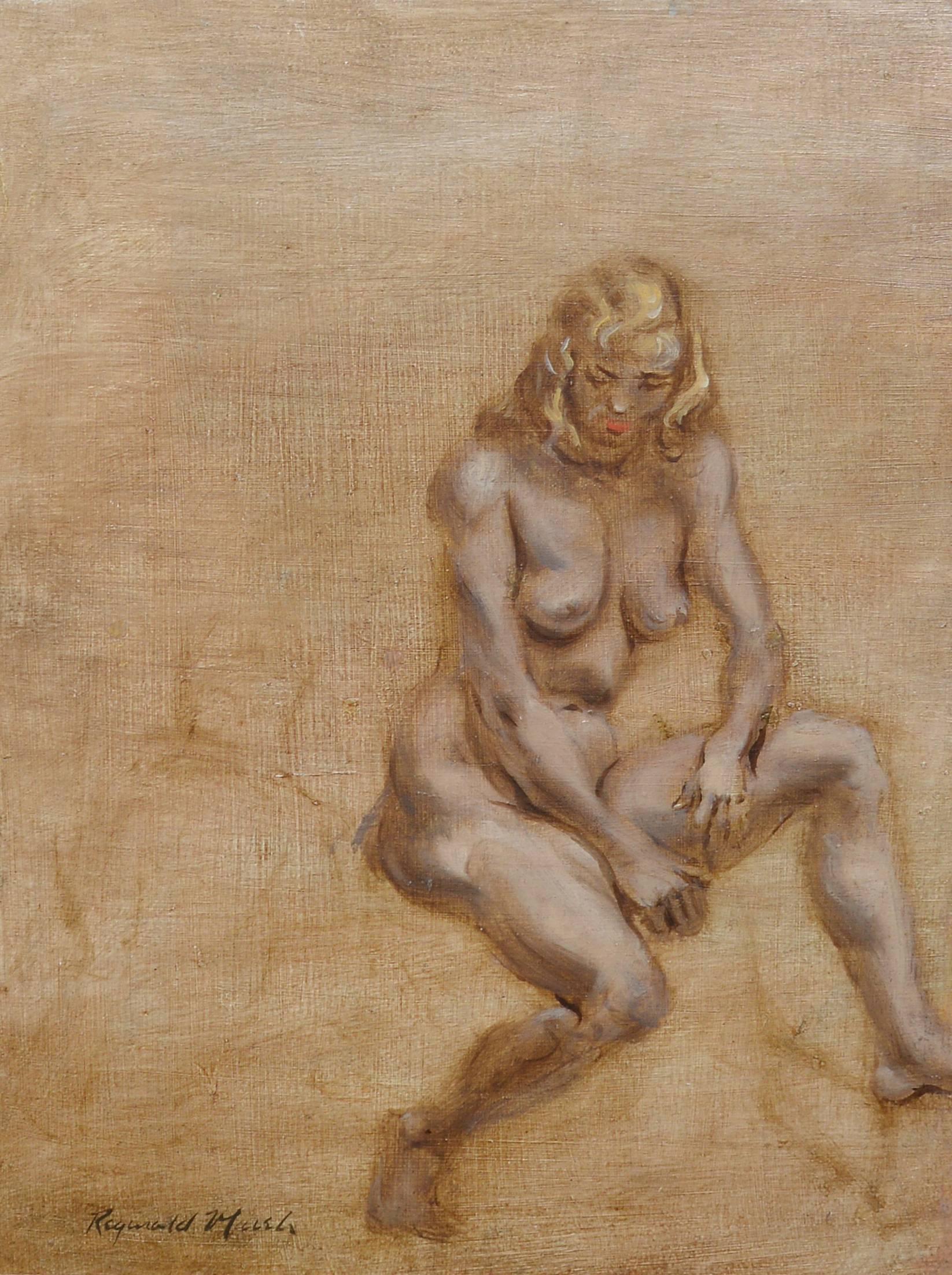 Nude Portrait - American Modern Painting by Reginald Marsh